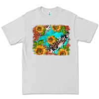 Dove Grey western sunflowers turquoise cowhide  tooled leather Premium Tee - BarkalooDesign