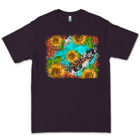 Plum western sunflowers turquoise cowhide  tooled leather Premium Tee - BarkalooDesign