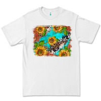White western sunflowers turquoise cowhide  tooled leather Premium Tee - BarkalooDesign