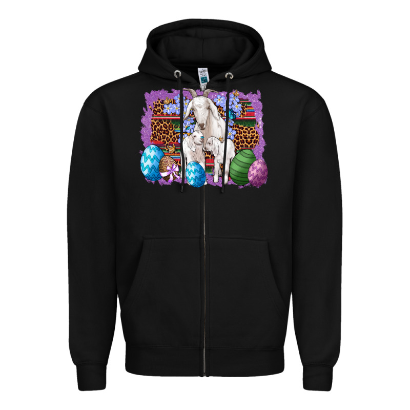 Goat Family Eggs Flowers Leopard Serape Glitter Zipper Hoodie by Artiststas | Teevron