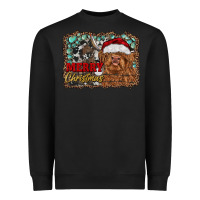 Black merry Christmas highland cow Heavyweight Sweatshirt - RanaPortraitStore