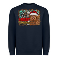 Navy merry Christmas highland cow Heavyweight Sweatshirt - RanaPortraitStore