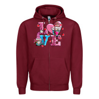 Burgundy love and gnomes Zipper Hoodie - AdoDesignShop