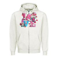 Oatmeal Heather love and gnomes Zipper Hoodie - AdoDesignShop