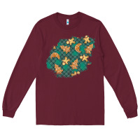 Burgundy christmas gingerbread cookies patch Long Sleeve Tee - BundleAndBundleShop