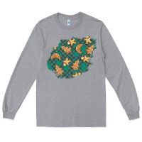 Heather Grey christmas gingerbread cookies patch Long Sleeve Tee - BundleAndBundleShop