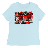 Baby Blue western red cowhide winter background Ladies Tee - AdoDesignShop