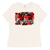 Bone western red cowhide winter background Ladies Tee - AdoDesignShop