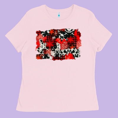 Western Red Cowhide Winter Background Ladies Tee Designed By Adodesignshop