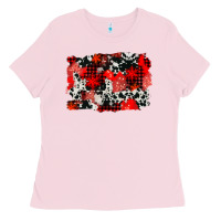 Bubblegum Pink western red cowhide winter background Ladies Tee - AdoDesignShop