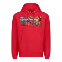 Red thankful teacher Premium Hoodie - BundleAndBundleShop
