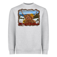 Heather Grey merry christmas highland cow with farm Heavyweight Sweatshirt - RanaPortraitStore