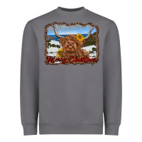 Storm merry christmas highland cow with farm Heavyweight Sweatshirt - RanaPortraitStore