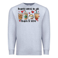 Heather Grey beauty comes in all shapes and sizes coffee Premium Sweatshirt - MaliasSmallBusiness