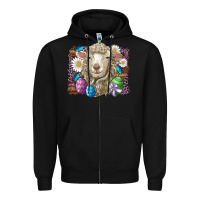 Black easter sheep eggs butterfly daisys leopard glitter wooden Zipper Hoodie - Artiststas
