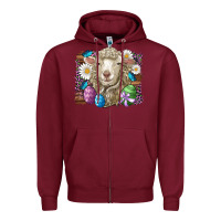 Burgundy easter sheep eggs butterfly daisys leopard glitter wooden Zipper Hoodie - Artiststas
