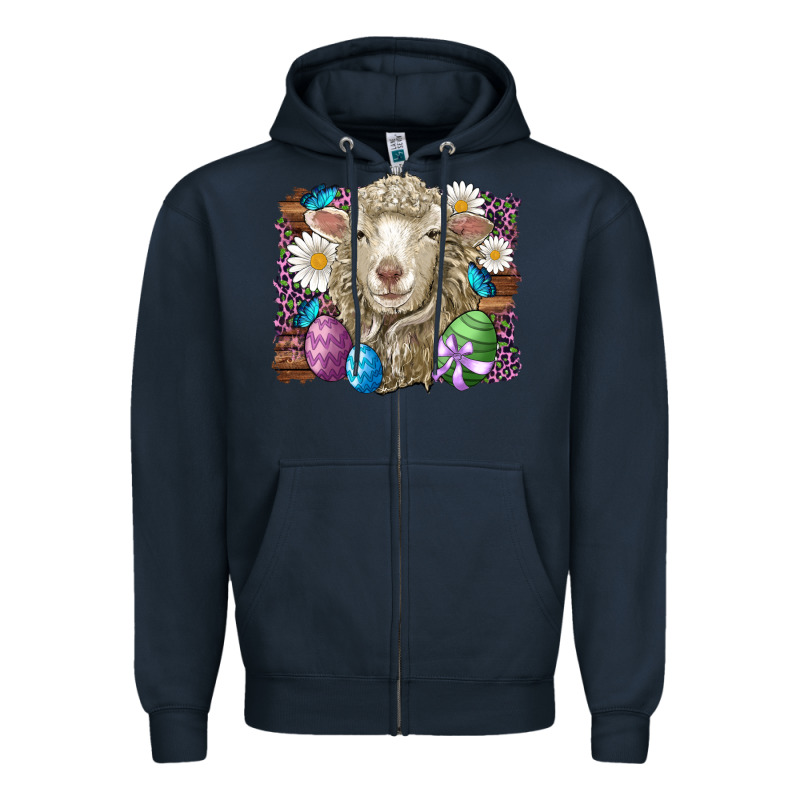Easter Sheep Eggs Butterfly Daisys Leopard Glitter Wooden Zipper Hoodie by Artiststas | Teevron