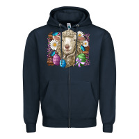 Navy easter sheep eggs butterfly daisys leopard glitter wooden Zipper Hoodie - Artiststas