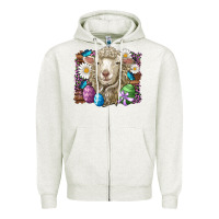 Oatmeal Heather easter sheep eggs butterfly daisys leopard glitter wooden Zipper Hoodie - Artiststas