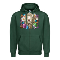 Sports Green easter sheep eggs butterfly daisys leopard glitter wooden Zipper Hoodie - Artiststas