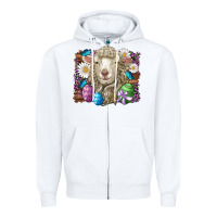 White easter sheep eggs butterfly daisys leopard glitter wooden Zipper Hoodie - Artiststas