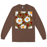Chestnut valentines day daisy and leopard seamless pattern Long Sleeve Tee - BundleAndBundleShop