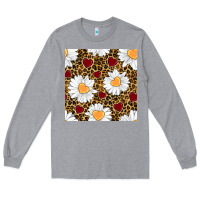 Heather Grey valentines day daisy and leopard seamless pattern Long Sleeve Tee - BundleAndBundleShop
