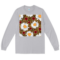 Moon Dust valentines day daisy and leopard seamless pattern Long Sleeve Tee - BundleAndBundleShop