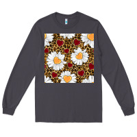 Smoke valentines day daisy and leopard seamless pattern Long Sleeve Tee - BundleAndBundleShop