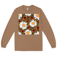 Toasted Coconut valentines day daisy and leopard seamless pattern Long Sleeve Tee - BundleAndBundleShop
