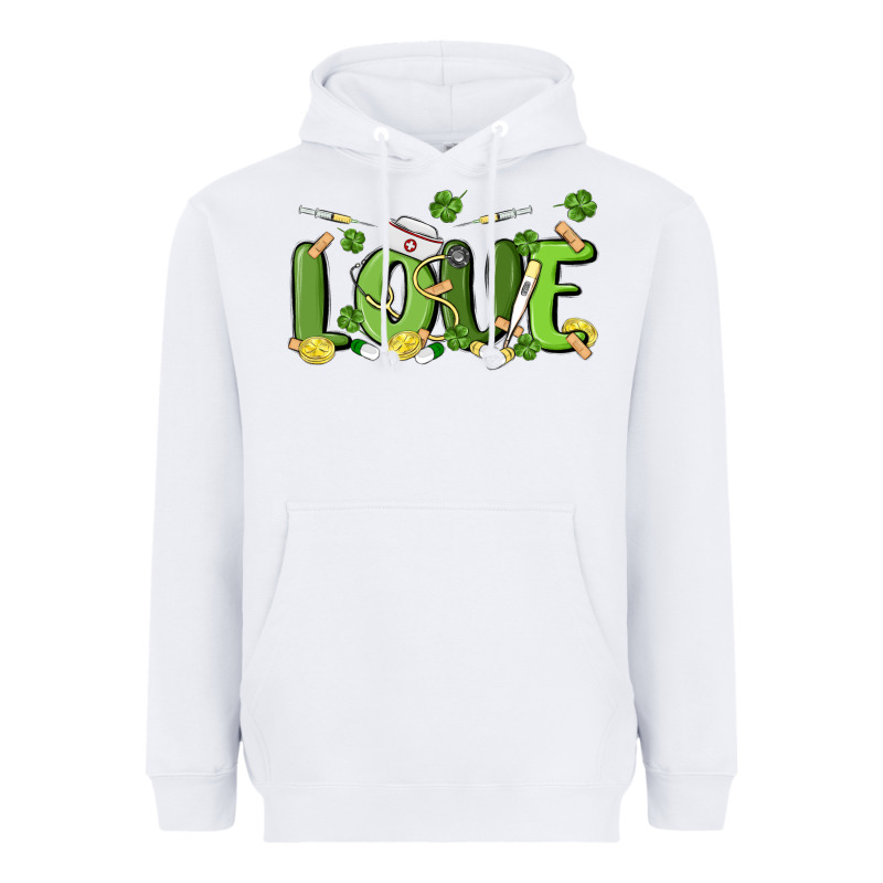 St Patricks Love Nurse Heavyweight Hoodie by MaliasSmallBusiness | Teevron