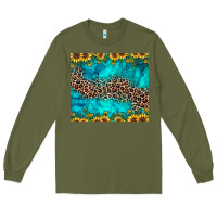 Army Green leopard turquoise sunflower Long Sleeve Tee - JahusDesignShop