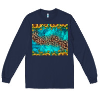 Navy leopard turquoise sunflower Long Sleeve Tee - JahusDesignShop