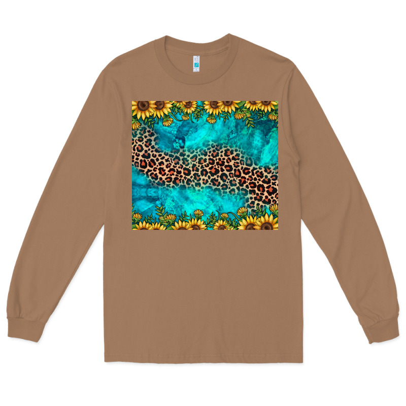 Leopard Turquoise Sunflower Long Sleeve Tee by JahusDesignShop | Teevron
