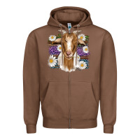 Chestnut easter goat daisys leopard wooden Zipper Hoodie - Artiststas