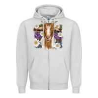 Dove Grey easter goat daisys leopard wooden Zipper Hoodie - Artiststas
