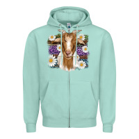 Seafoam easter goat daisys leopard wooden Zipper Hoodie - Artiststas