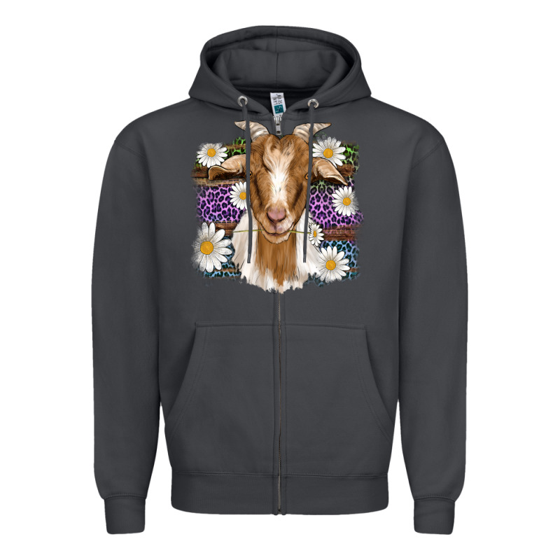 Easter Goat Daisys Leopard Wooden Zipper Hoodie by Artiststas | Teevron