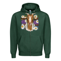 Sports Green easter goat daisys leopard wooden Zipper Hoodie - Artiststas