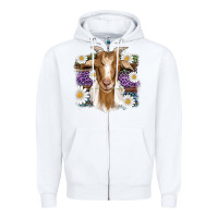 White easter goat daisys leopard wooden Zipper Hoodie - Artiststas