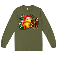Army Green joy with softball Long Sleeve Tee - AdoDesignShop
