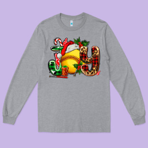 Joy With Softball Long Sleeve Tee Designed By Adodesignshop