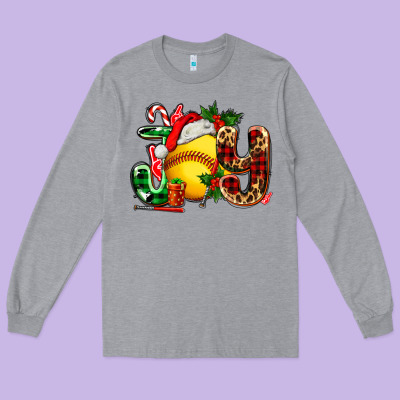 Joy With Softball Long Sleeve Tee Designed By Adodesignshop