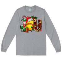 Heather Grey joy with softball Long Sleeve Tee - AdoDesignShop