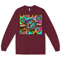 Burgundy football tie dye gemstone sunflower Long Sleeve Tee - JahusDesignShop