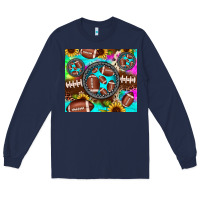 Navy football tie dye gemstone sunflower Long Sleeve Tee - JahusDesignShop