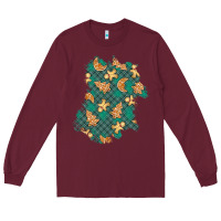 Burgundy christmas gingerbread cookies patch Long Sleeve Tee - BundleAndBundleShop
