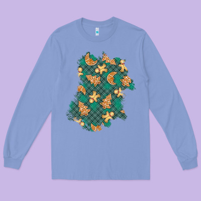 Christmas Gingerbread Cookies Patch Long Sleeve Tee Designed By Bundleandbundleshop