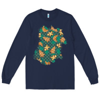 Navy christmas gingerbread cookies patch Long Sleeve Tee - BundleAndBundleShop
