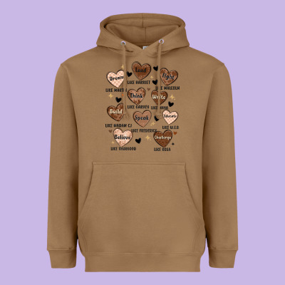 Black History Month Hearts Heavyweight Hoodie Designed By Maliassmallbusiness